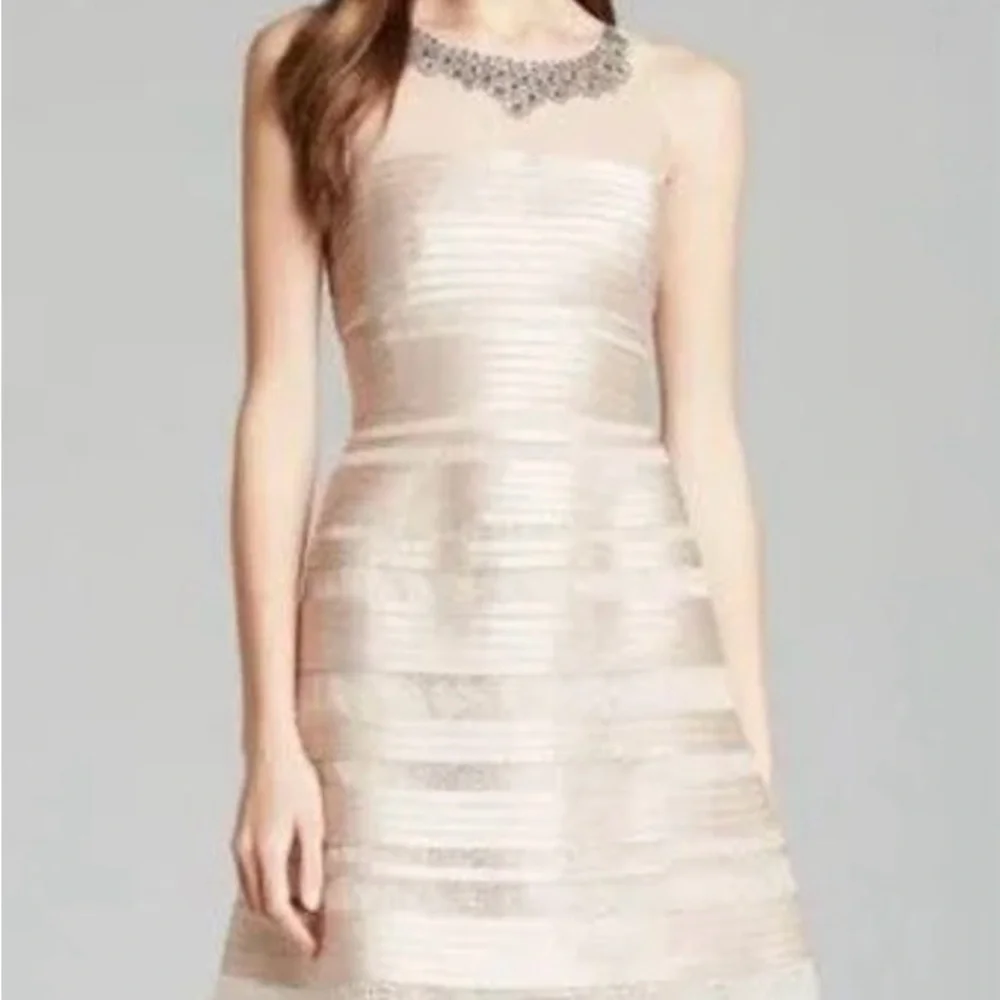 BCBGMaxAzria Morgane Champagne Embellished Dress - Picture 2 of 7